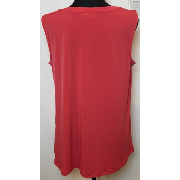 Susan Graver V-Neck Red Sleeveless Blouse Size MP - Picture 3 of 4